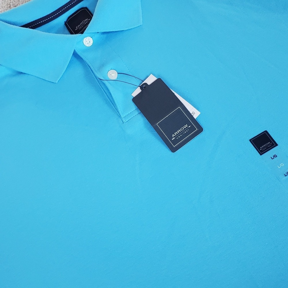 Arrow‎ Men's Polo Shirt Blue Size L Large Short Sleeve NWTGS